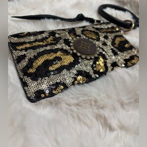 Upcycled Leopard Sequin Wristlet